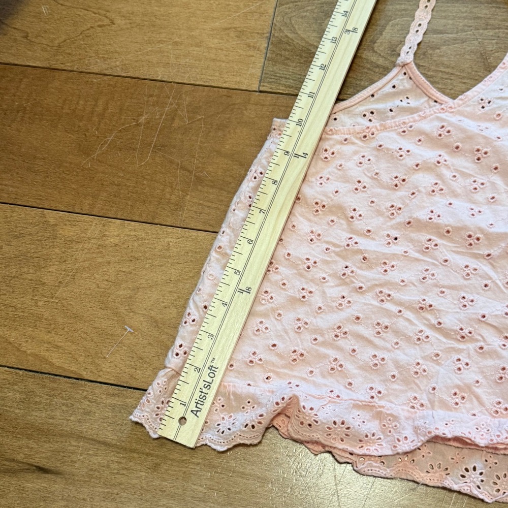 Prince & Fox Pink Eyelet Lace Cami Tank Top Coquette Summer Cropped Medium - Picture 6 of 6